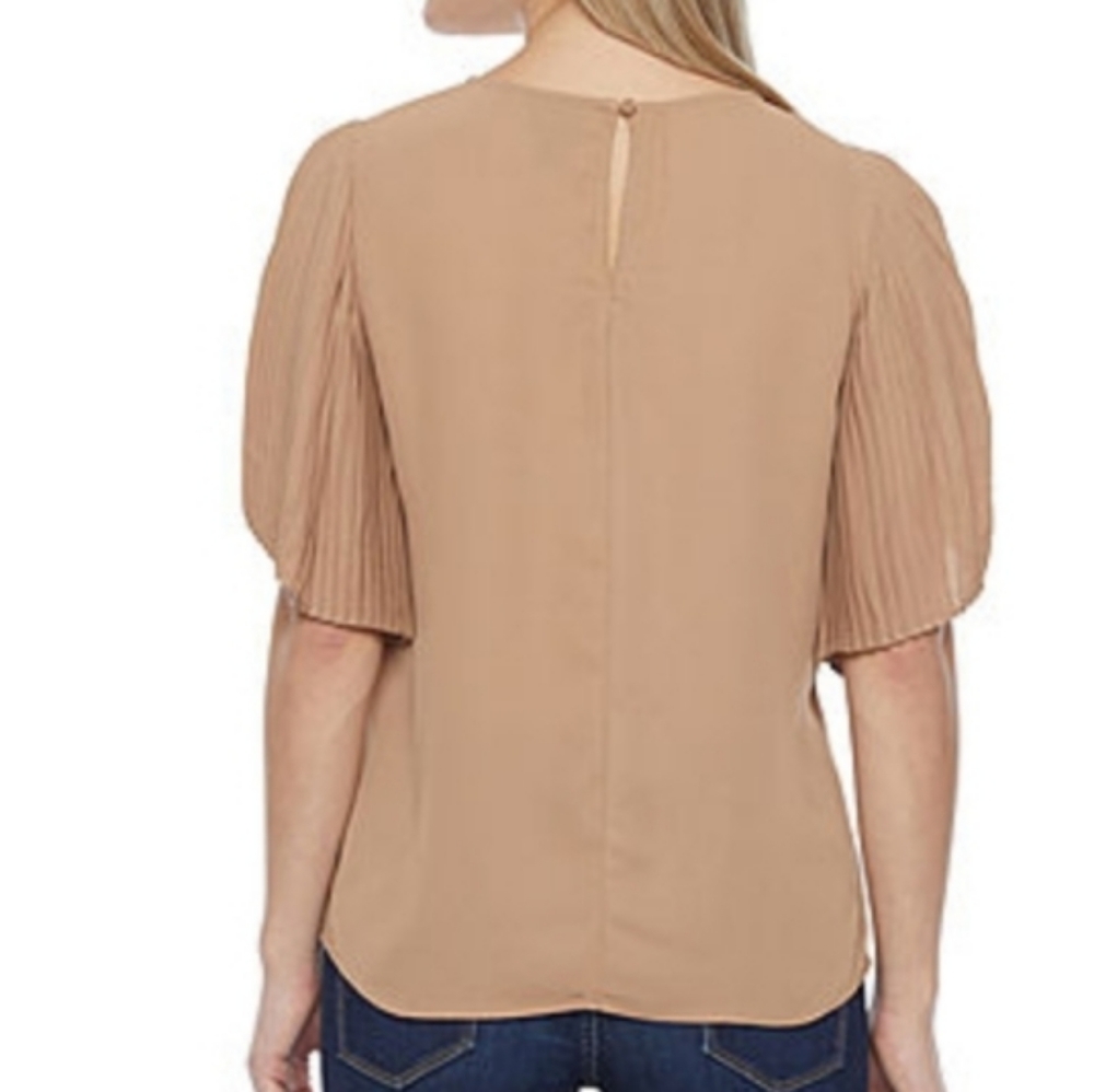 Worthington Womens Crew Neck Short Sleeve Blouse Size OX New $18 - Picture 4 of 16